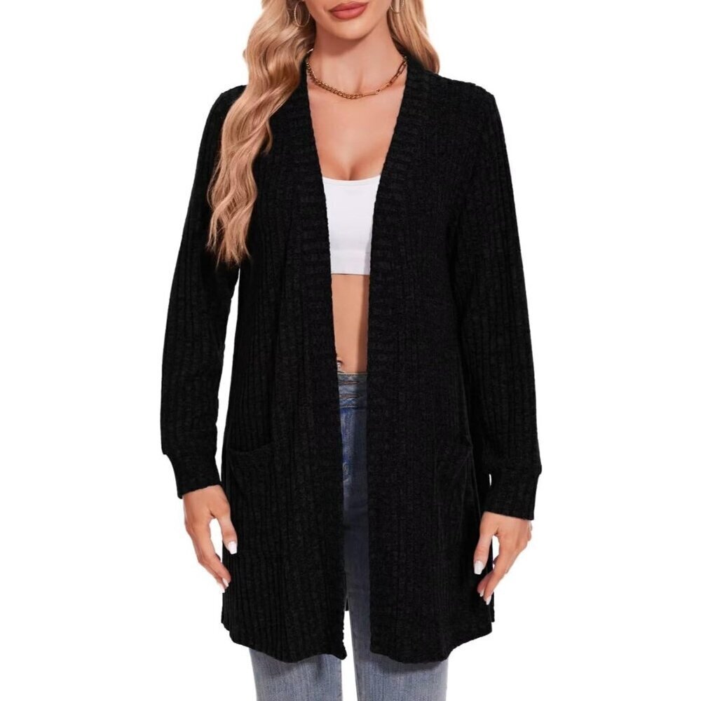 Plus Size Oversized Cardigan Sweater Long Open Front Pockets Cozy Style